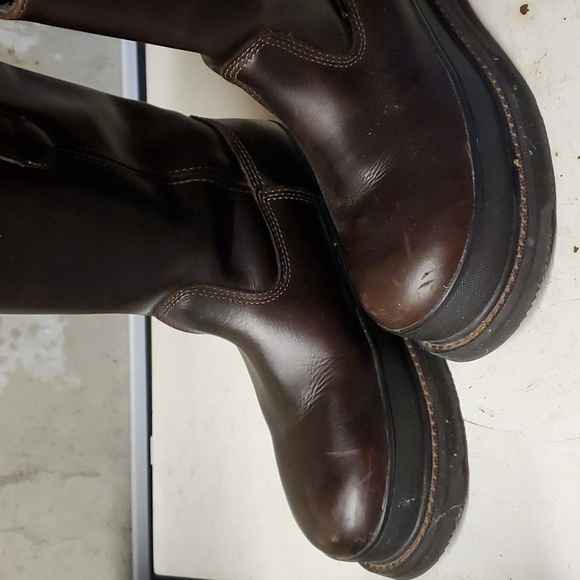 Brown Leather Steel Toed Shoes For Crews Slip Resistant Boots W9/M7.5 - Picture 2 of 4